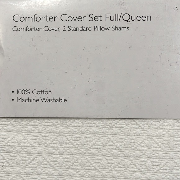 SKY 3-Piece Woven Lattice Duvet Set, White Size Full/Queen New w/Tag Retail $260 - Picture 9 of 13